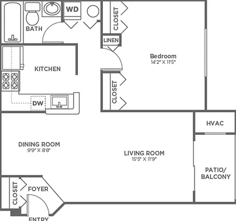 One Bedroom One Bath (706 SF) One Bedroom One Bath (706 SF)