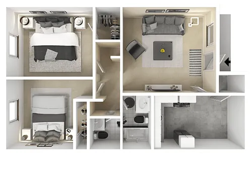 Floor plan 2 Bedroom 1.5 Bathroom