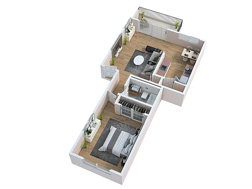 Floor plan One Bedroom - One Bath Large