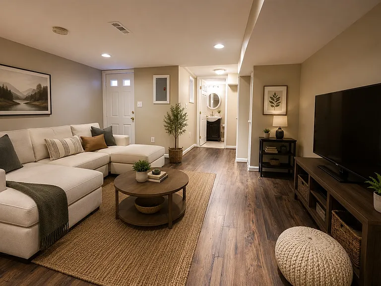 Basement Rec Room - Virtually Staged