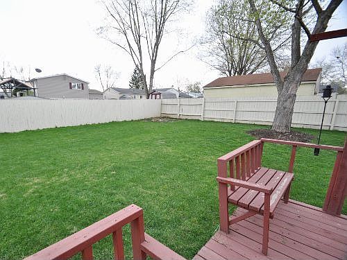 View of the big back yard from the wood deck
