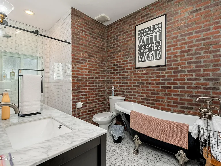 Primary Bathroom: Large Shower + Claw Foot Tub