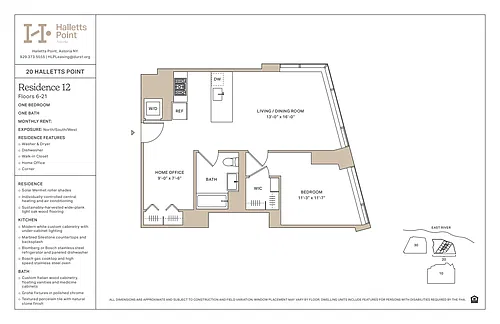 Floor plan 1 Bedroom w/ HO / 1 Bathroom