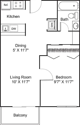 Floor plan 1 Bedroom A