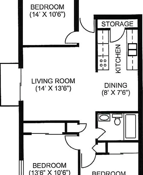 Three-Bedroom, Plan F
