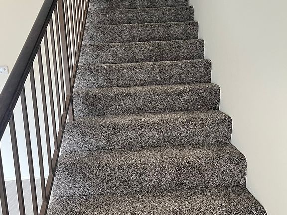 Newly carpeted staircase.