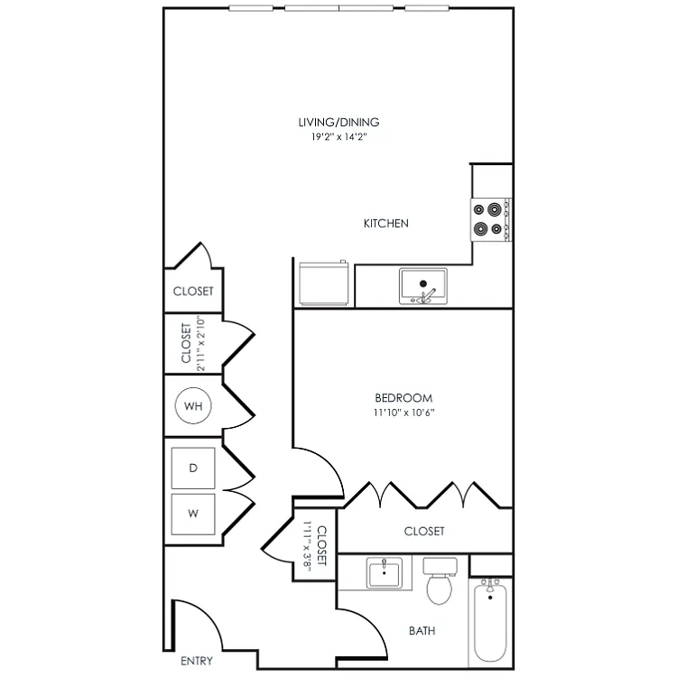 Floor plan 1 Bedroom 11B