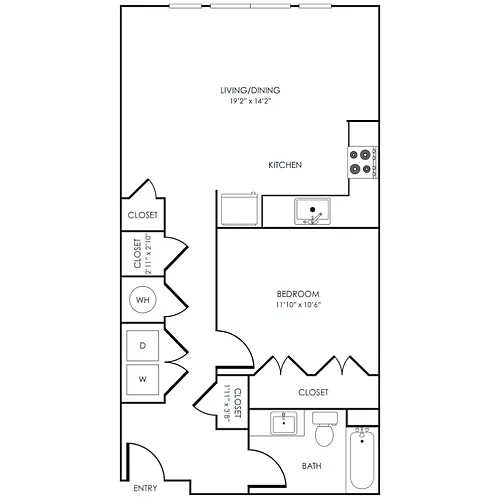 Floor plan 1 Bedroom 11B