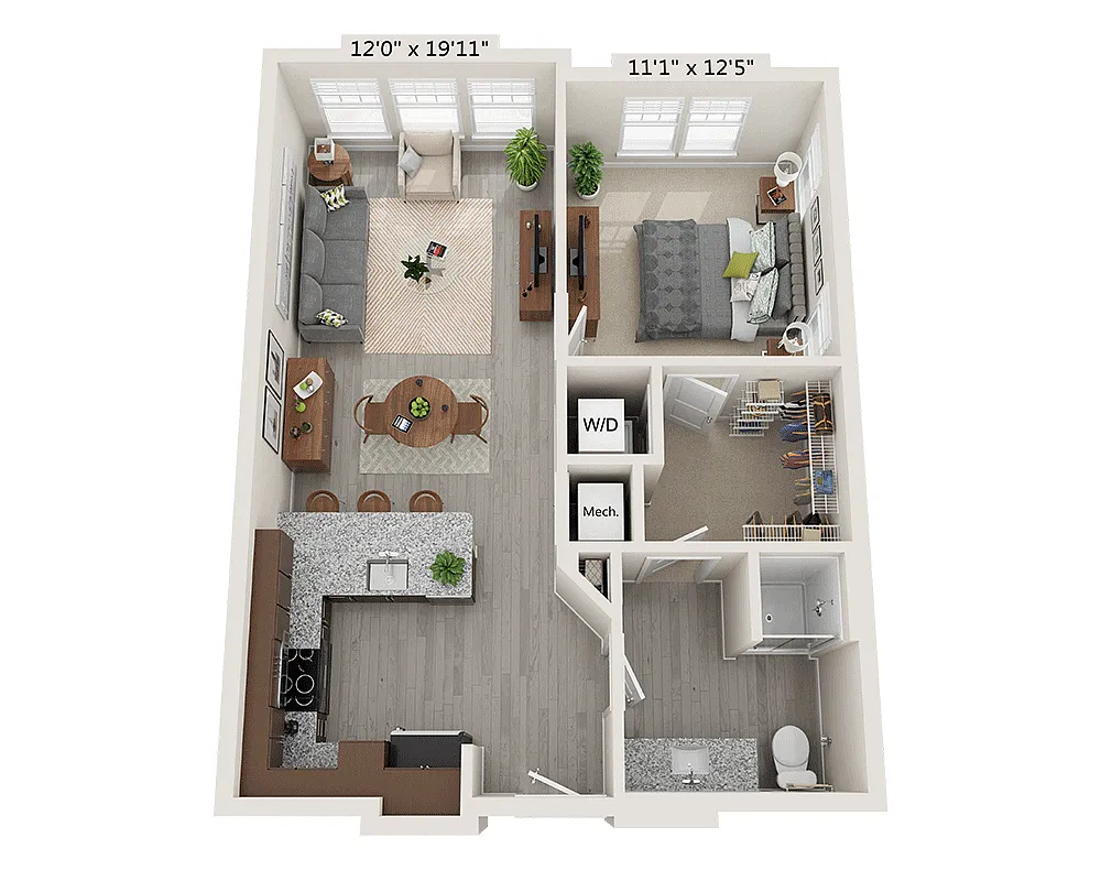 Floor plan One Bedroom A1G