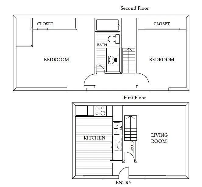 Floor plan 2 Bedroom Townhome