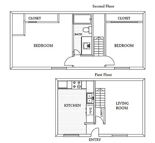 Floor plan 2 Bedroom Townhome