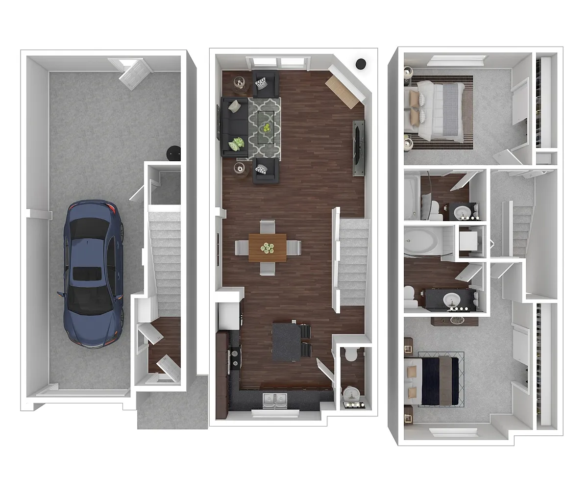Floor plan 2 Bed 2.5 Bath - Sycamore