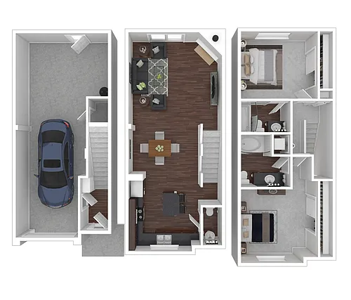 Floor plan 2 Bed 2.5 Bath - Sycamore