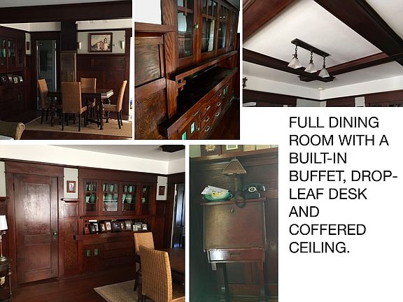 Dining room with coffered ceilings