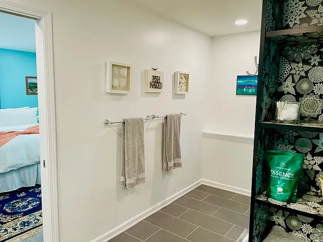 Lots of space in the master bathroom.