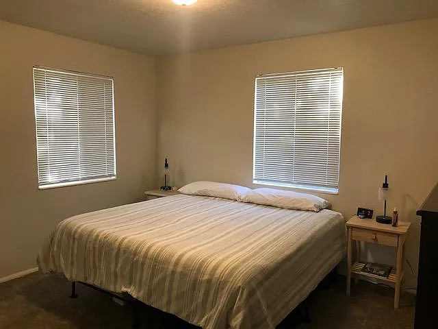 This bed demonstrates who big the master bedroom is. Next picture is also of this bedroom.