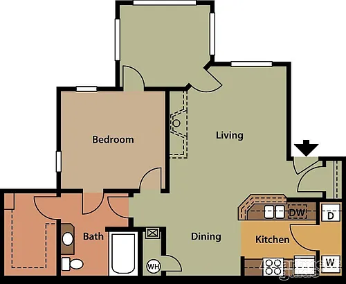 Floor plan One bedroom + Sunroom