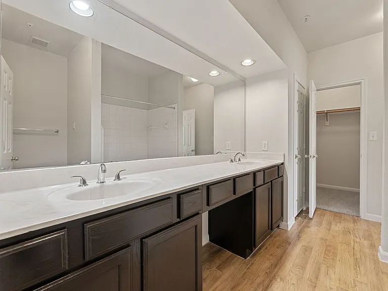Double Sink in Master Bathroom at Raveneaux Apartments in Houston