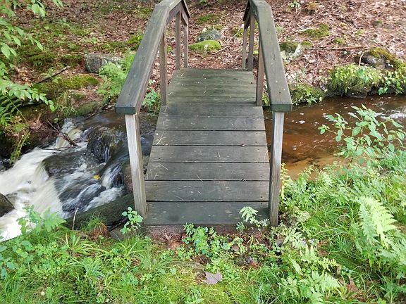Bridge over the brook with woods beyond