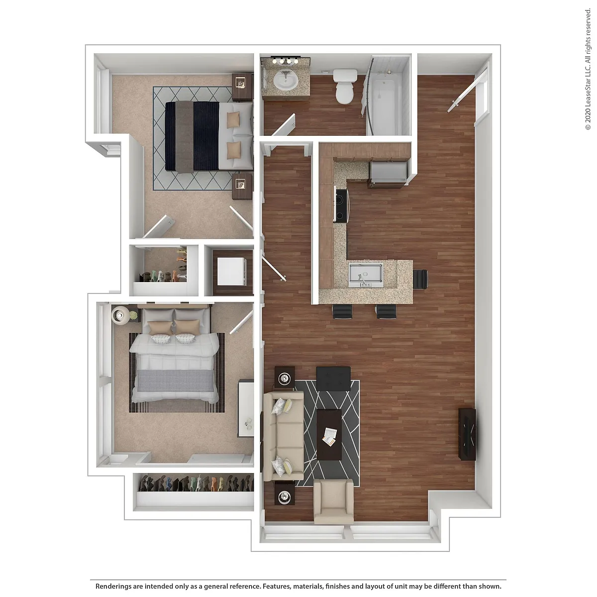 Floor plan Two Bedroom One Bath