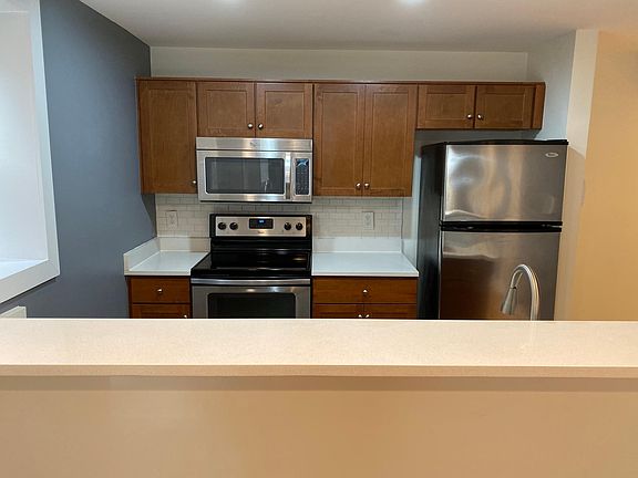 Stainless steel appliances. Electric stove, built-in microwave, disposal dishwasher and ice maker.