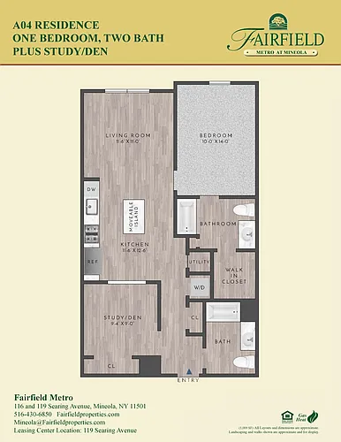 Floor plan A04 One Bedroom Plus Den