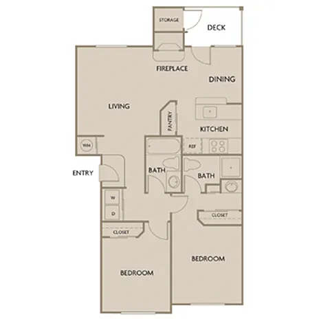 Floor plan TWO BEDROOM TWO BATH