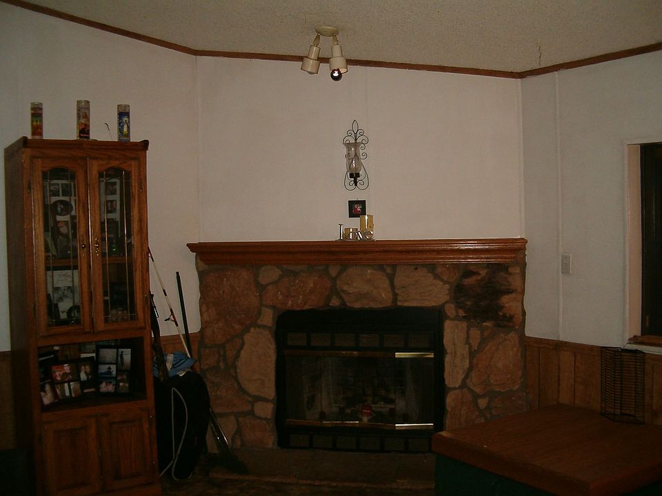 A fireplace in a mobile home