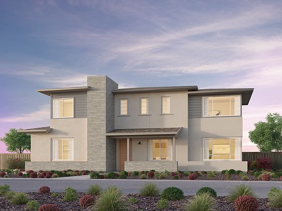 Elevation B of the Exterior Rendering of Residence Three at Melrose in Dublin, CA by Brookfield Resi