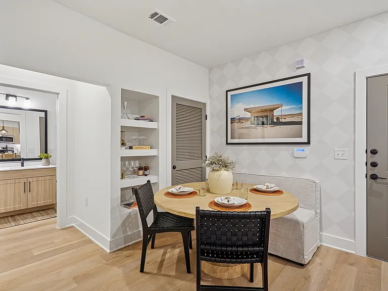 Dining Area with Built-In Shelves