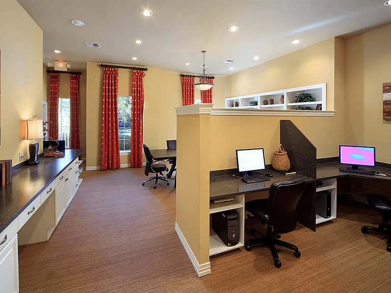 Where work meets comfort: our apartment community's business center
