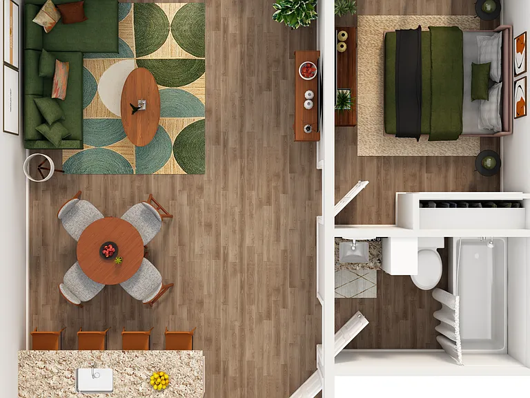 3D Rendering of a One-Bed Apartment 3D Rendering of a One-Bed Apartment