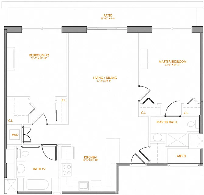 Floor plan 2 Bed/2 Bath-7M