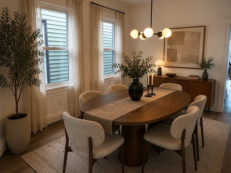 AI-staged image shown separately for inspiration; furniture not included