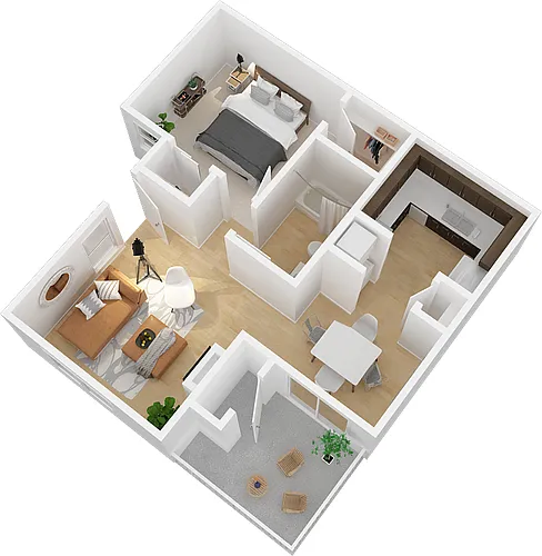 Floor plan 1 bed 1 bath DNR