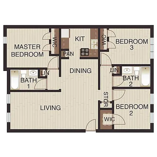 Floor plan Three Beds