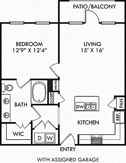 Floor plan The Encanto with Assigned Garage