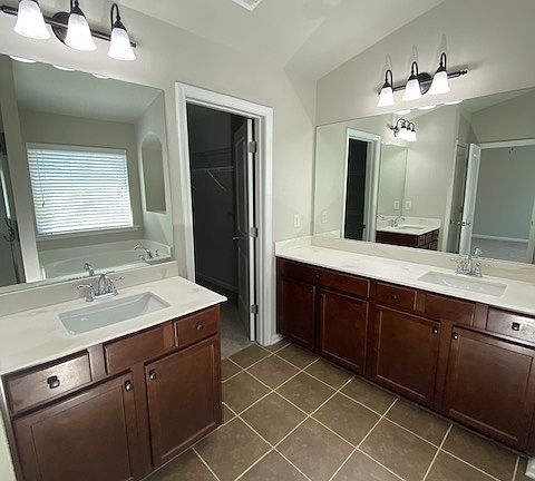 Master bathroom has double sinks