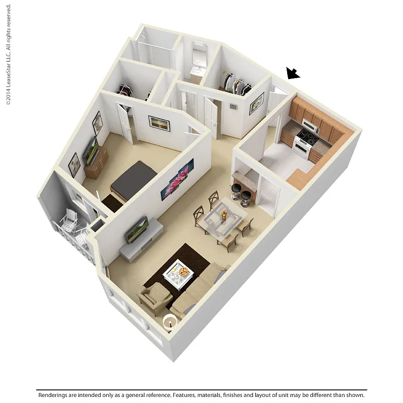 Floor plan 1 Bedroom - A2