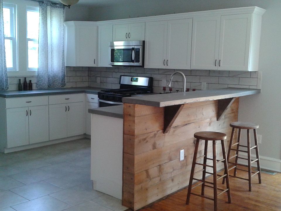Breakfast Bar with Concrete Countertops