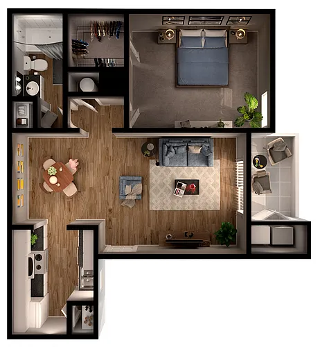 Floor plan 1 Bed 1 Bath A5