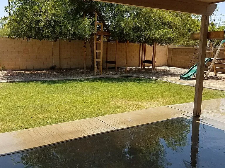 Large Backyard - playground equipment does not convey.