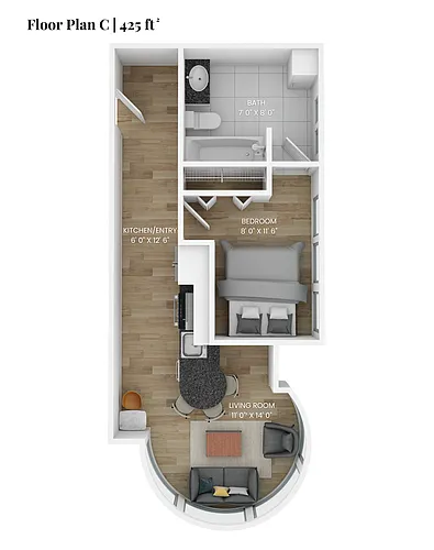 Floor plan Floor Plan C | 1 Bedroom