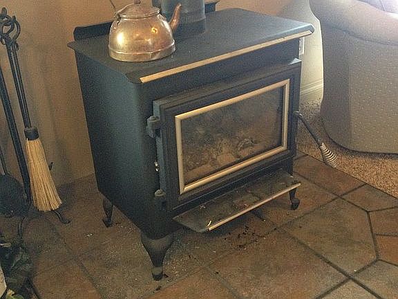 wood stove in living room