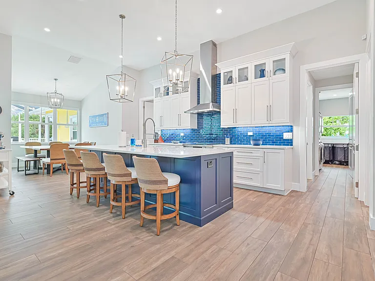 Kitchen and island