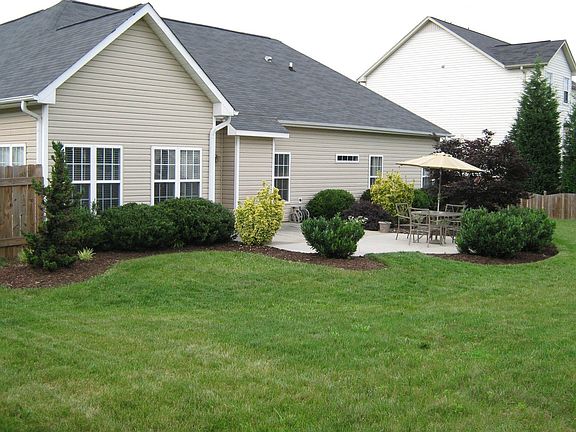 Fully fensed in backyard with beautiful landscaping
