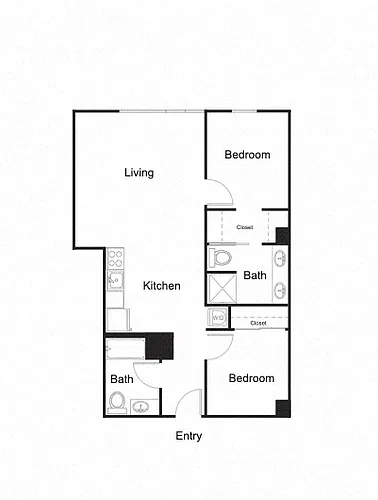 Floor plan Two Bed Two Bath - A-A2