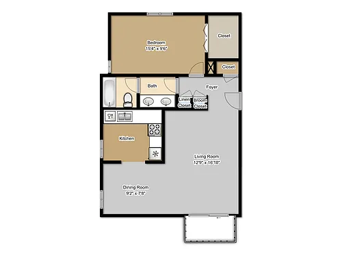 Floor plan One Bedroom 1 Bath