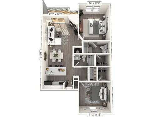 Floor plan The Retreat 2 BR 2 BA