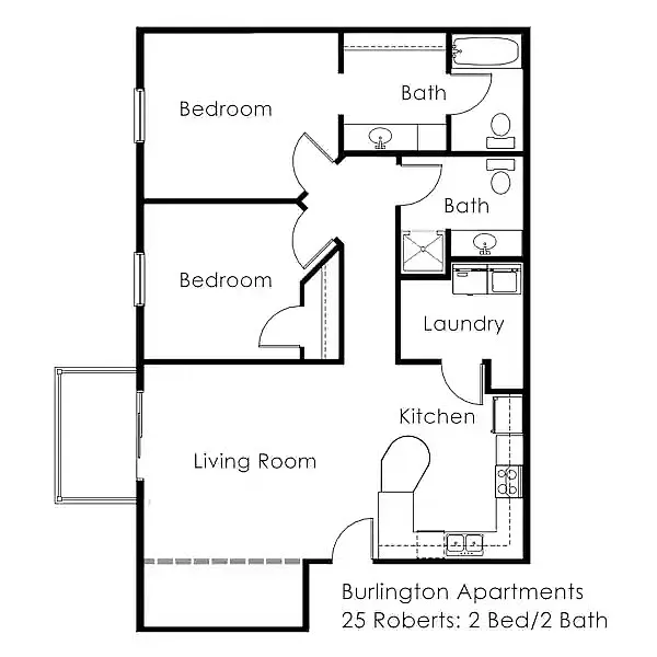 Floor plan 2 Bed / 2 Bath: Roberts Street